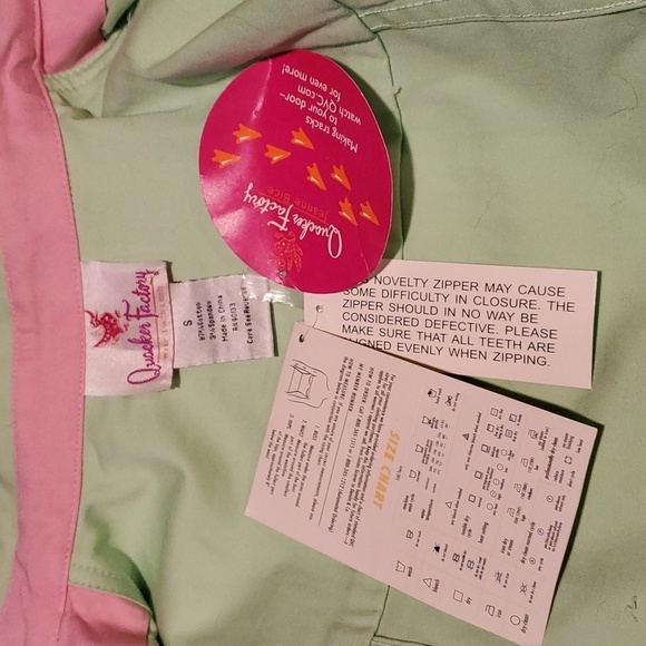 Quacker Factory Embellished 2 Pc Green Denim Pink Rhinestone Sz S Jacket & Pants - Picture 13 of 16